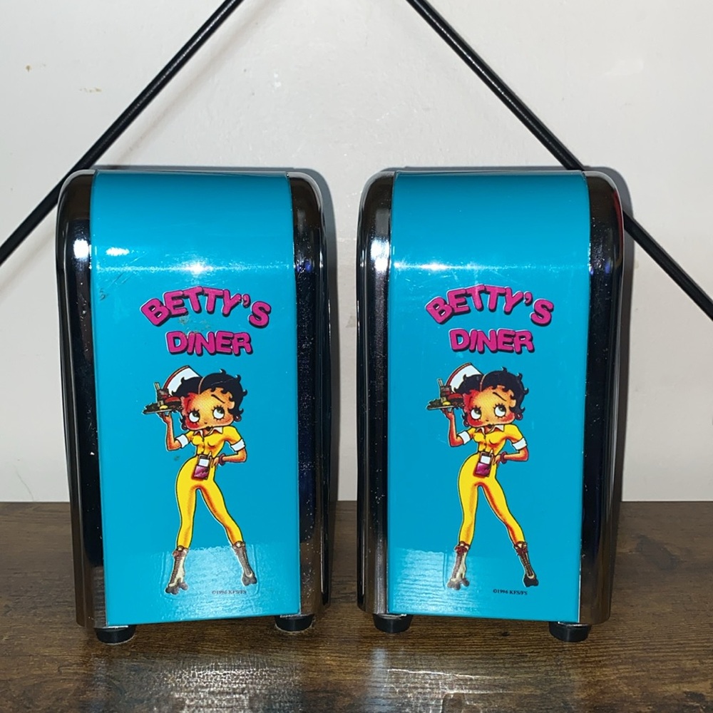 Betty Boop 1996 Betty’s Diner Napkin Dispenser Holder Set RARE - Picture 1 of 5